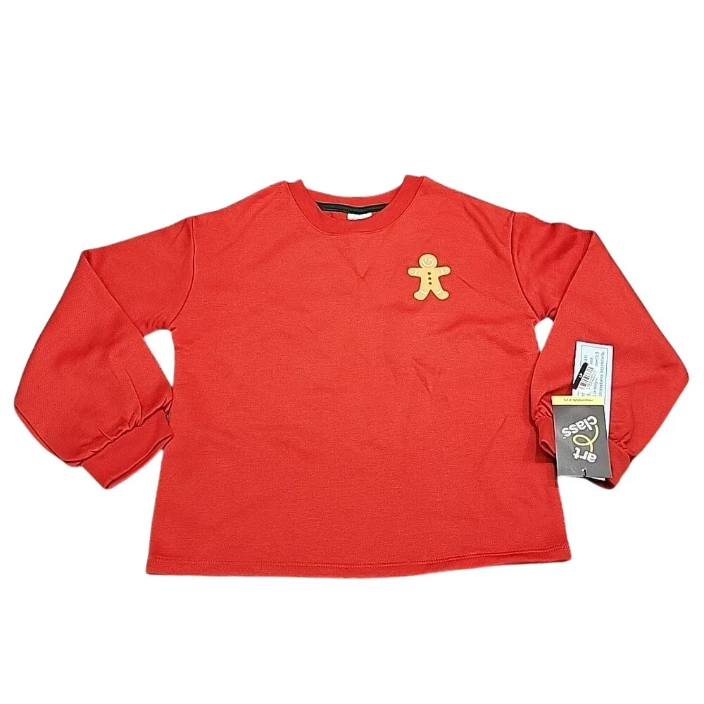 Girls Graphic Lounge Sweatshirt Medium Size 8 Red Long Sleeves Pullover Top